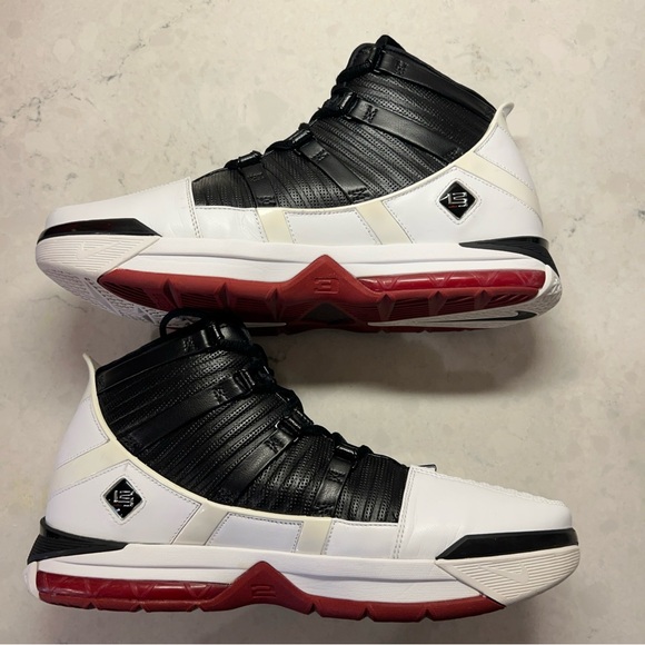 Nike Zoom LeBron III 312147-101 2005 White/Black/Crimson Red MVP Cavaliers - Picture 2 of 13